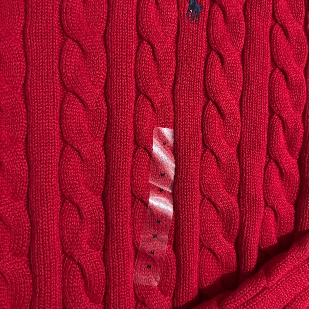 Polo Ralph Lauren Red Cable Knit Sweater NWT Size Medium - Picture 5 of 5